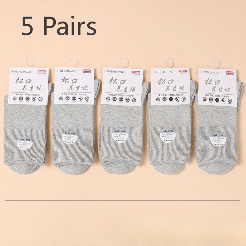 

5 пар носков из чистого хлопка, женские носки до середины икры, носки большого размера свободного кроя, антибактериальные, дышащие, из гребенного хлопка, для широких ног, полных 5 pairs светло-серый