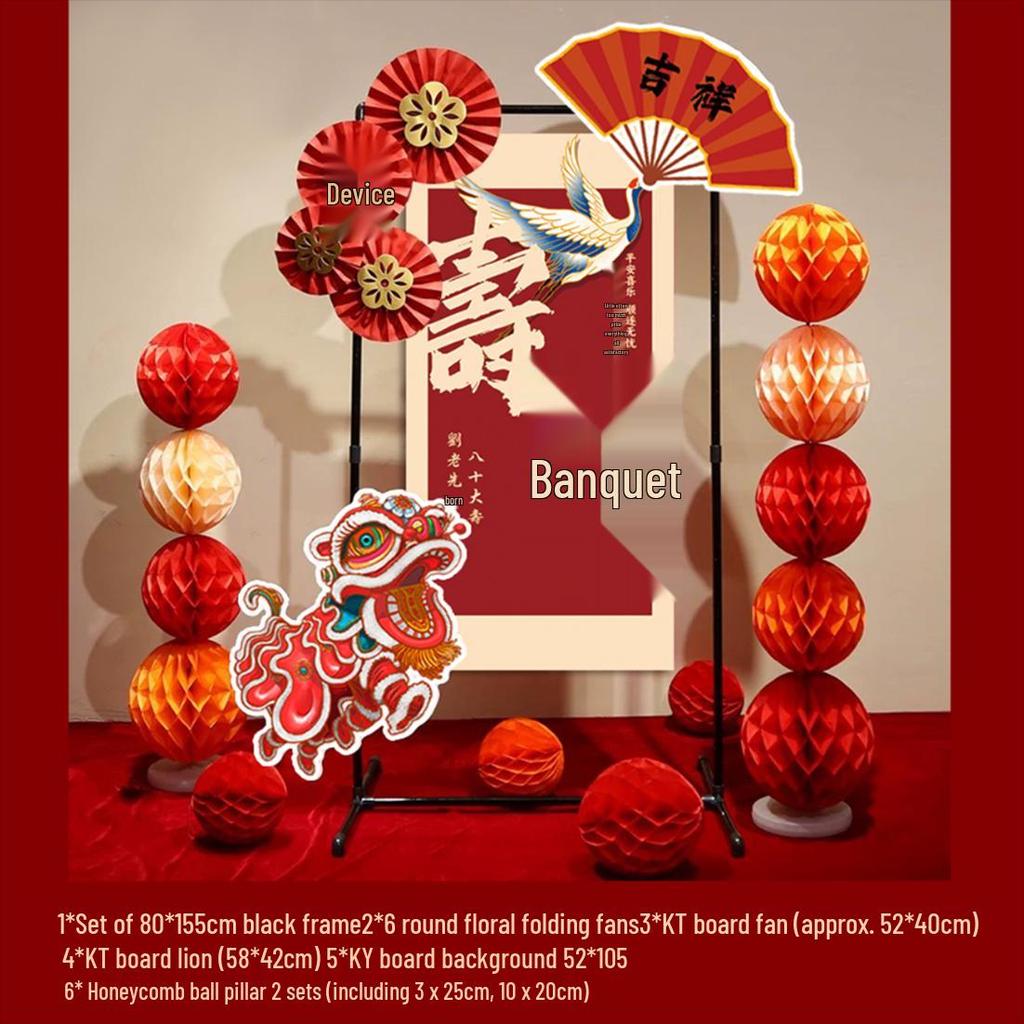 Grand 60th, 80th, or 90th Birthday Celebration Decorations - Elegant Chinese Banquet Venue Setup