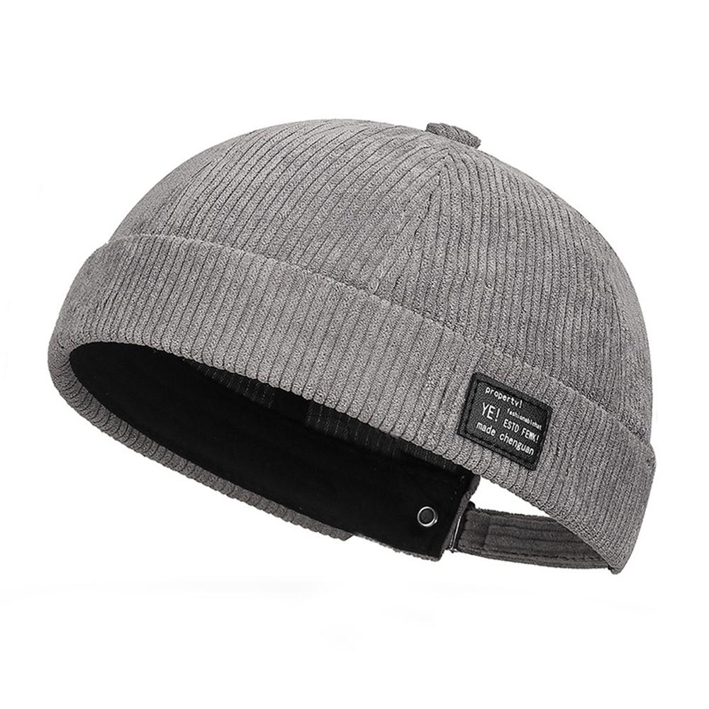 

Casual Adjustable Brimless Hat Vintage Solid Color Docker Cap New Corduroy Landlord Hat Unisex Hip Hop Hats Streetwear Dome Hat сірий