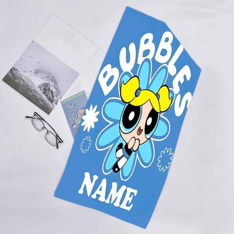1pc The Powerpuff Girls2 Beach Towel with Custom Name, Beach/Swimming/Bath/Picnic/Camping Towel, Suitable for Seaside Beaches
