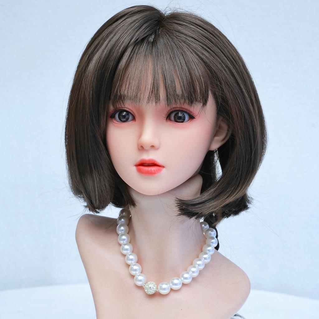 100% Silicone Sex Doll Head Standard Wig Suitable for 130-180CM Solid Dolls Body M16 and Standard Bolts 2 Connection Methods GJ-TF007