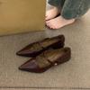Retro pointed head shallow mouth single shoes women's spring and autumn new fashion small leather shoes thick heel temperament Mary Jane shoes