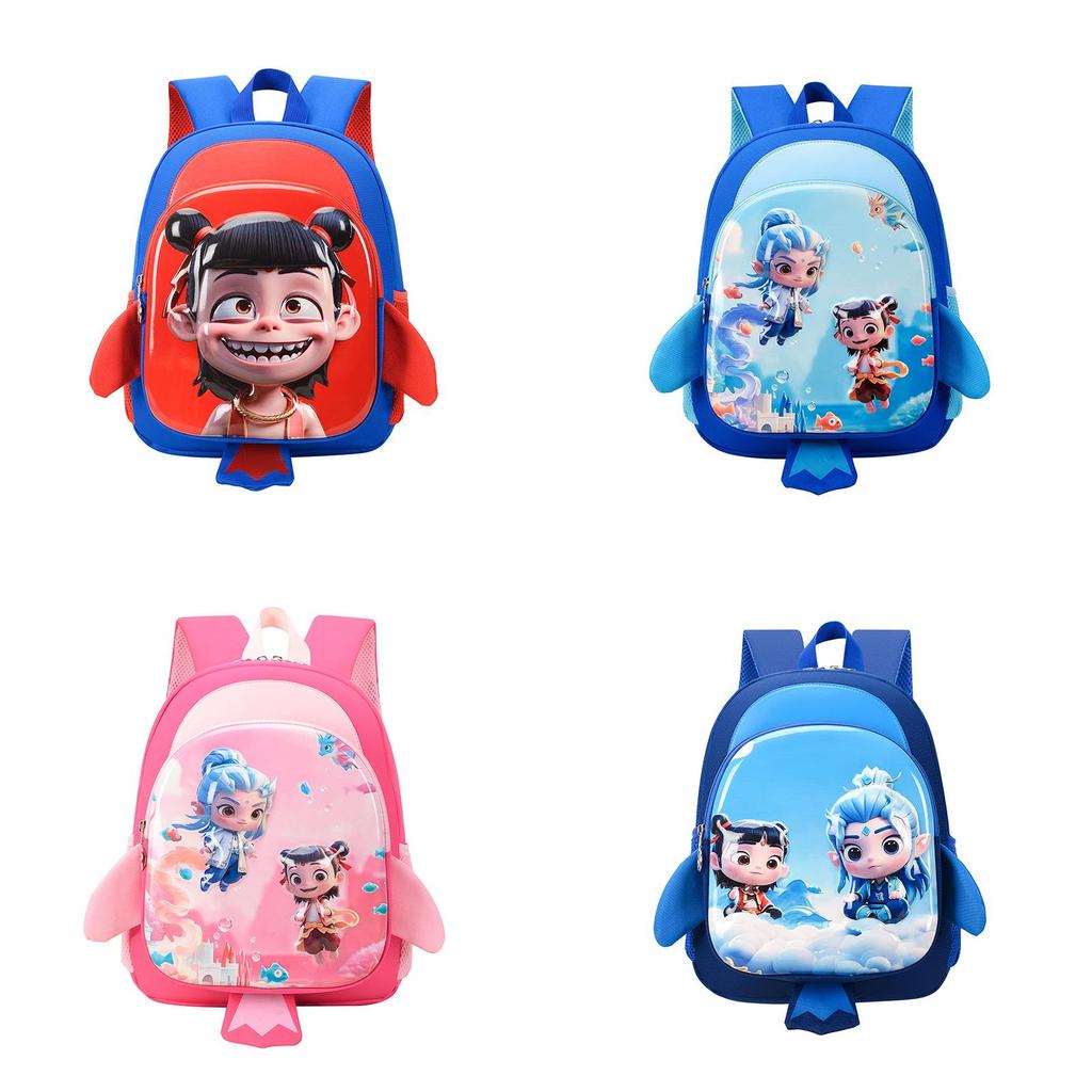 Cartoon Nezha Kids School Backpack With Hard Shell And Lightweight Nylon For Preschool Children