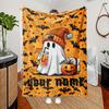 Halloween Ghost Pumpkin Skull Flannel Blanket Throw Blanket Nap Blanket Party Decor Horror Gift Skin Friendly Reversible