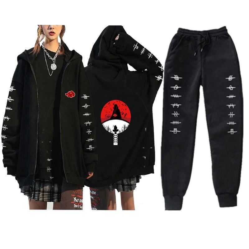 Mens Naruto Anime Hooded Zip-Up Fleece-Lined