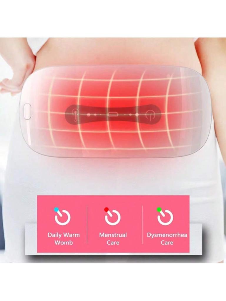Menstrual Heating Pad Portable USB Cable Cordless with 3 Heat Levels and 3 Vibration Massage Modes for Back Belly Pain Relief
