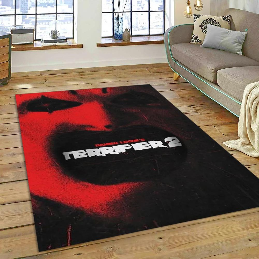 2025 New Style Terrifier 3 Horror Clown Movie Carpet Rug for Bedroom Living Room Home Sofa Decoration,kids Play Decor Floor Mat