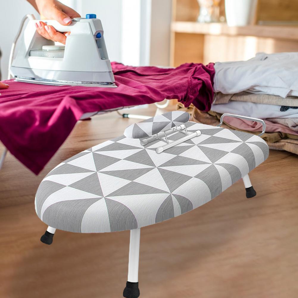 2Pcs Desktop Board With Removable Washable Cover Heat-Resistant Cotton Padded Foldable Portable Anti-slip Clothes Ironing Board