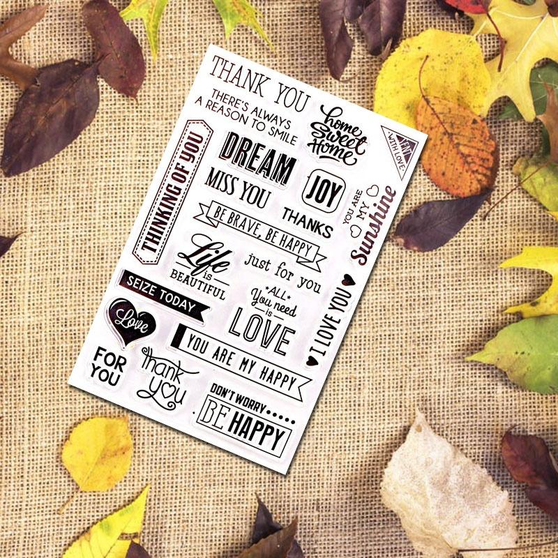 1PCS Clear Rubber Thank You Design Transparent Stamp DIY Scrapbooking Card Making Decoration Supplies