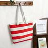 Versatile Striped Canvas Beach & Shopping Bag with Lightweight Cotton Rope Handles