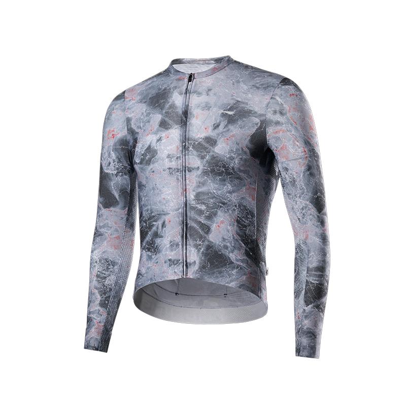 

Li-Ning Footprint Series High Elastic Breathable Three-Dimensional Cut Long Sleeve Cycling Jersey Men jersey Geological-Gray LCUY293-1 M