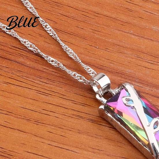 Colorful Faux Crystal Necklace Necklace Rectangular Pendant Stylish Lightweight Vine