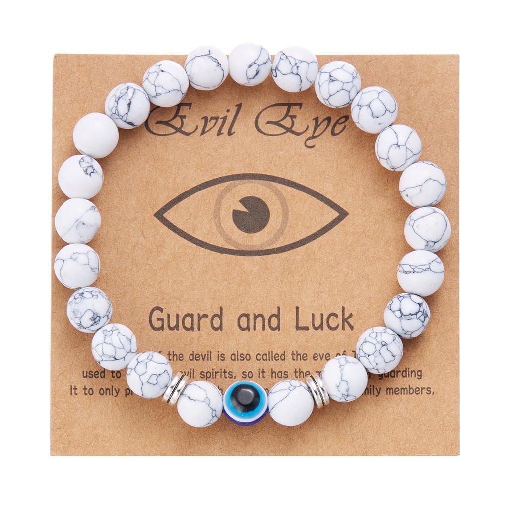Fashion Frosted Bead Bracelet With Blue Eyed Design For Unisex Gift