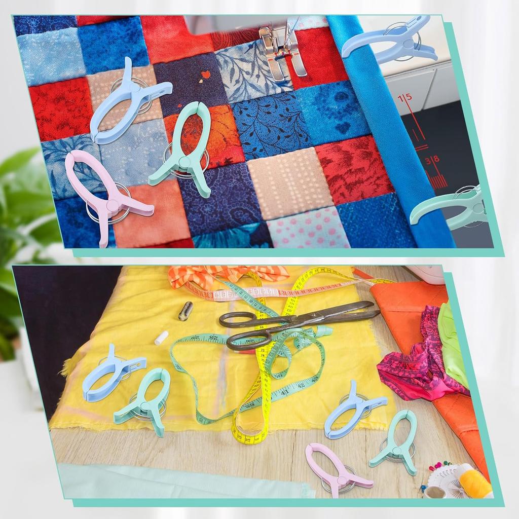 Yousoontic 12 Pcs Sew Jumbo Quilting Clamps Beach Towel Clips Blanket Clothes Pin Plastic Quilt Clamps Extra Large Clips for Sewing Crafting Fabric