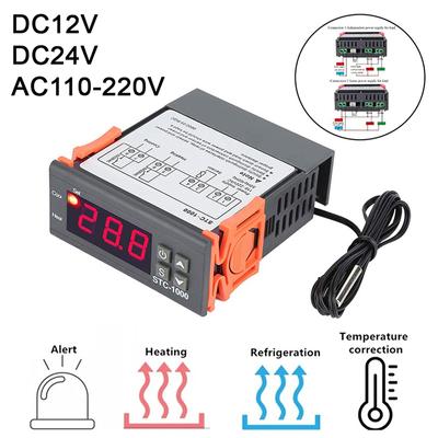 Termostato Digital LED STC-1000 para Incubadora Controlador de Temperatura Termorregulador Relé Calefacción Refrigeración DC12V 24V AC110-220V