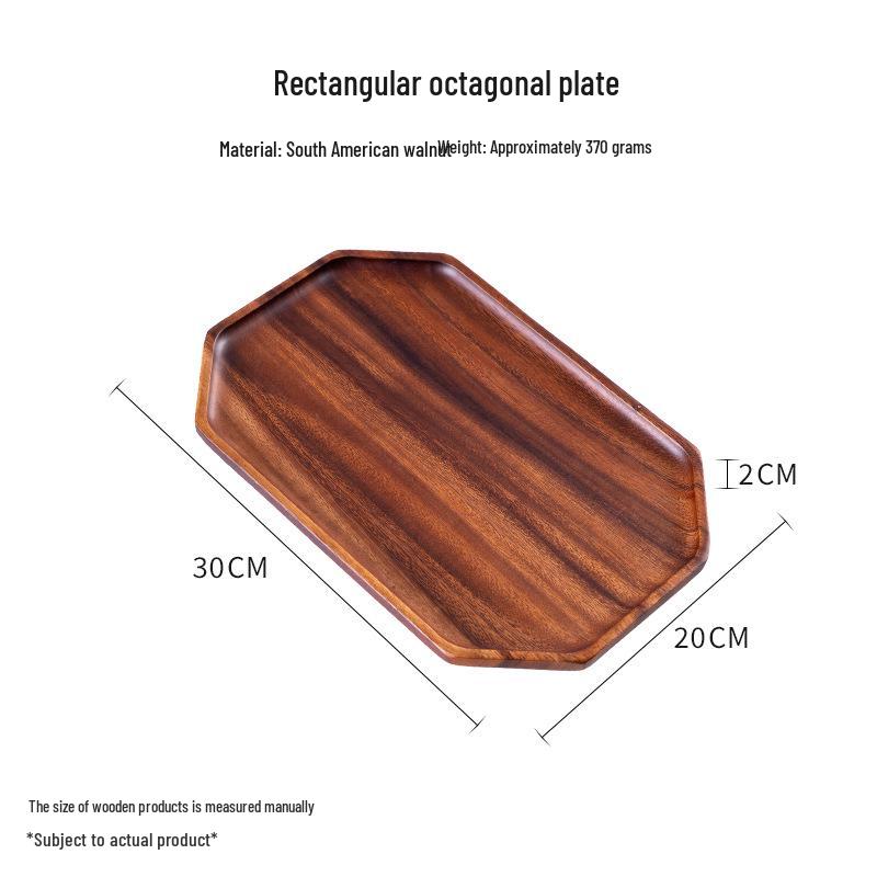 Walnut Octagonal Tea Tray, Irregular Waterproof Solid Wood Plate, Dried Fruit & Photography Display