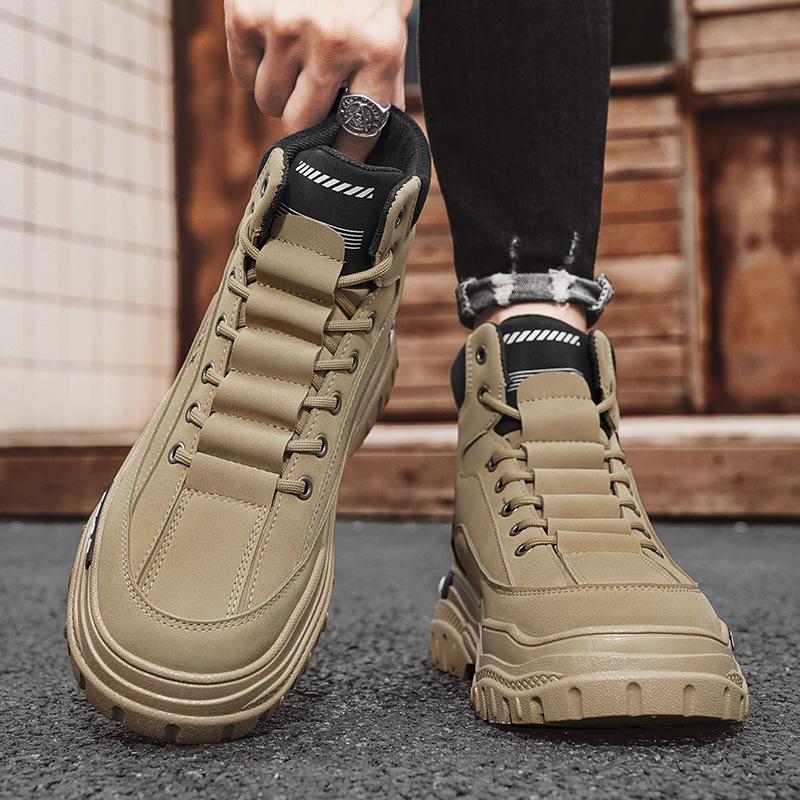 Men's shoes autumn and winter new outdoor high-top casual tooling boots retro men's Martin boots thick-soled heightening short boots