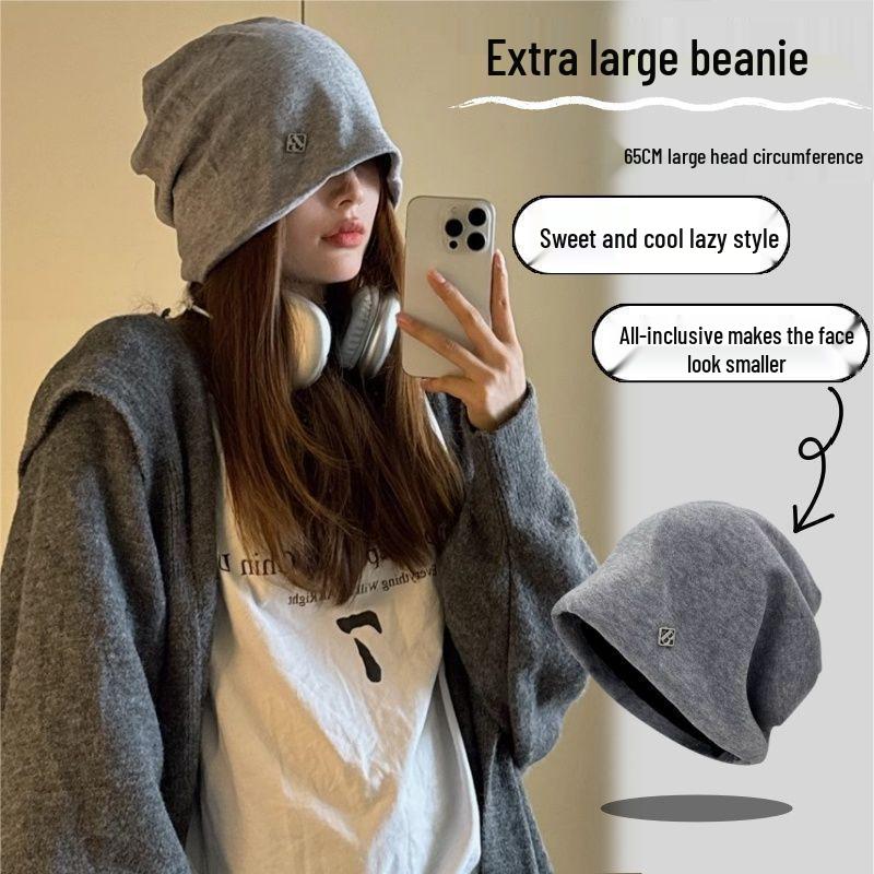 Pile Lazy Hat for Women: Warm, Stylish Korean Turban for Autumn & Winter, Perfect for Big Heads & Enhancing a Slim Face