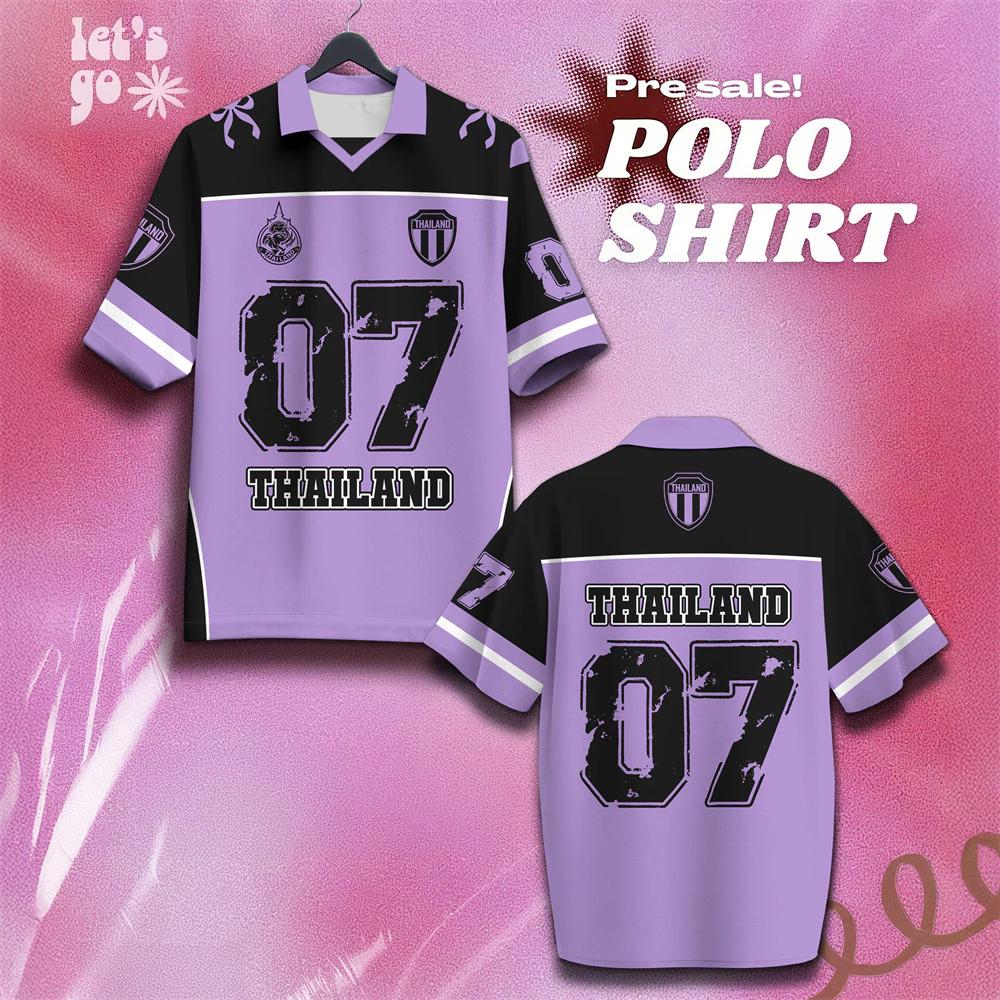 THAILAND Football Soccer Polo Vintage Shirt National Team Unisex Men Women Sport Training JERSEY CHEER Print Quick Dry Short Sleeve Uniform