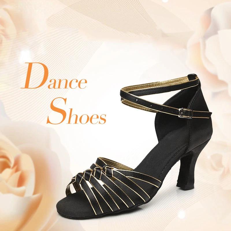 Ladies Girls Black Red White Satin Mid High Heel 5cm 7cm Satin Tango/Samba/Latin/Ballroom/Salsa Dance Shoes For Women