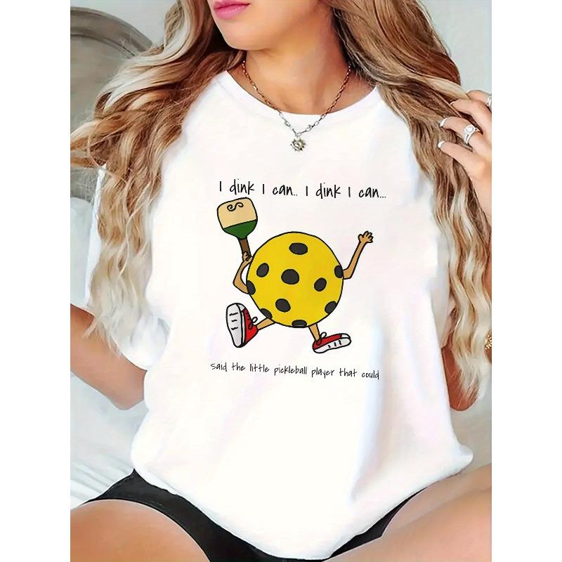 European sizes Women S Funny Pickleball Graphic T-Shirt -  I Drink I Can  Design with Cartoon Pickleball Player S