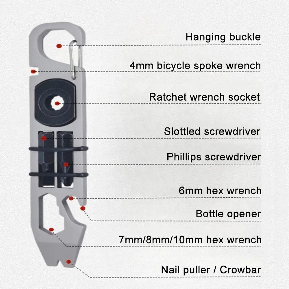 Stainless Steel Multifunctional Pry Bar Mini Multitool Allen Wrench  Outdoor