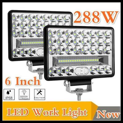 Barras de luces de trabajo para camiones todoterreno de 288 W, 6 pulgadas, para barcos, ATV y camiones, accesorios para automóviles