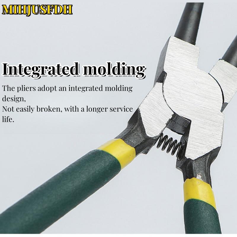 Unelte pentru Repararea Mașinilor 7 inch Clește Circlip Intern și Extern Clește Curbați cu Mâner din Plastic Instrument de Îndepărtare Clește Inel de Siguranță