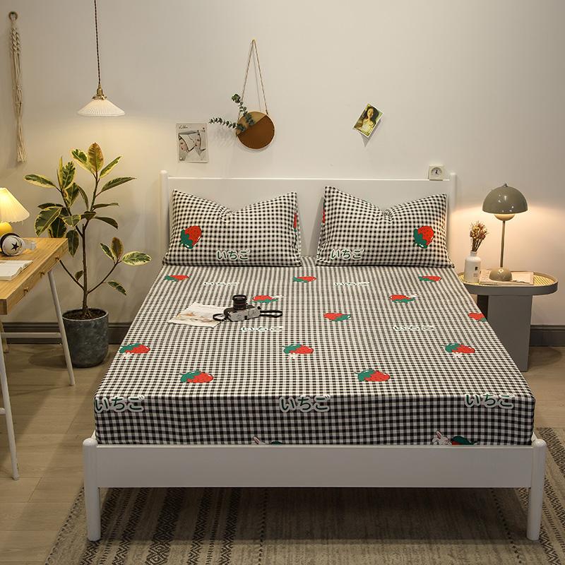 Colorful Floral Fitted Sheet Set 100% Cotton Bedding Set 3Pcs Bed Cover Pillowcases Skin-friendly Breathable Bedroom Decor