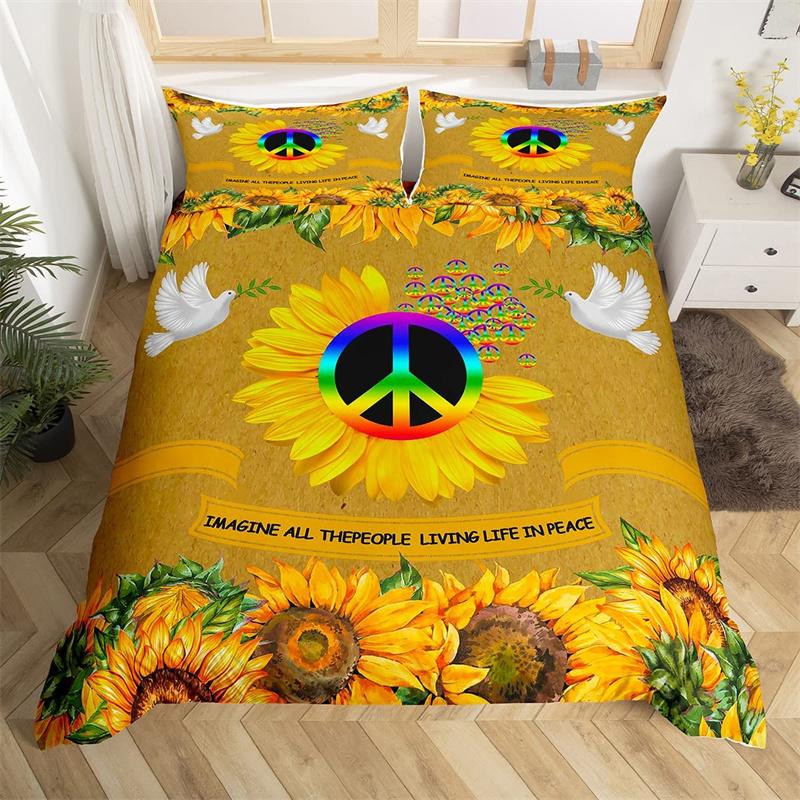 

Пододеяльник с изображением подсолнуха и 3D-принтом с изображением цветущих цветов, комплект постельного белья из микрофибры, пасторальное одеяло, покрывало с полной королевой для детей и взрослых, декор 70x133cm 2pcs
