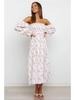 Women's Sexy Off-Shoulder Long-Sleeve Printed Dress for Fall/Winter YD101