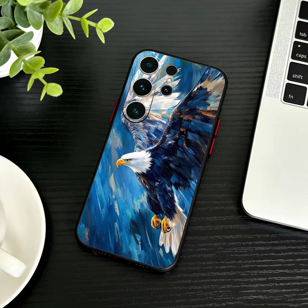 Cool Eagle Phone Case For Samsung S26,S25,S24,S23,S22,S30,S21,Ultra,Plus,FE 5G Black Soft Cover