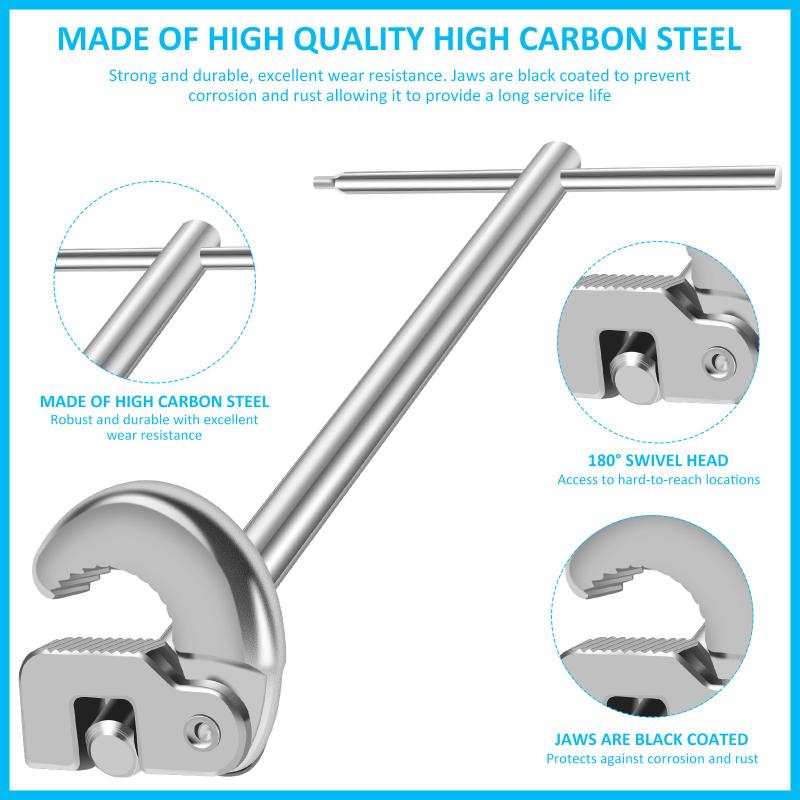Multi Functional Activity Head Sink Wrench Hot Cold Water Faucet Sink Wrench Carbon Steel Bathroom Water Pipe Disassembly Tools