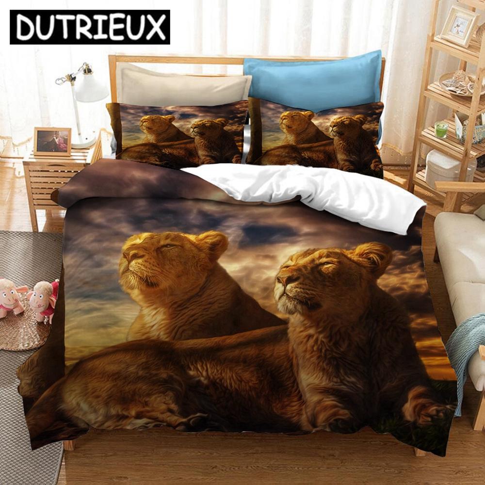 Comforter Animal Series 3D Printed Peacock Lion Dog Bedding Set S S Comforter Bedding Set Bedclothes