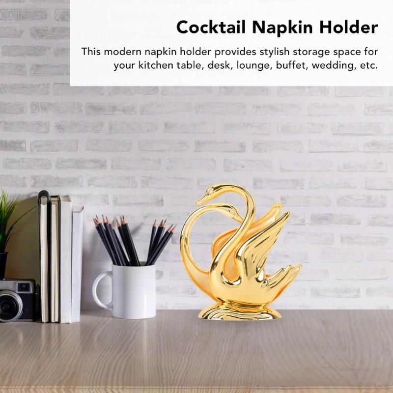 Swan Napkin Holder Golden Swan Design Rustproof Alloy Elegant Style Metal Napkin Holder For Napkin Bar Hotel
