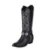 Fashion Plus Size 48 Women's Western Cowboy Boots High Heels Retro Western Boots Embroidery Shoes