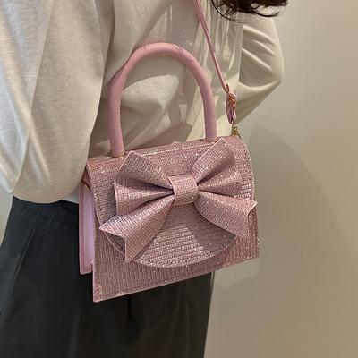 Borsa Lusso Leggero con Strass, Borsa a Mano, Borsa da Sera, Borsa da Cena, Fiocco