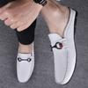 Letnie Oddychające Buty Męskie Moda Skórzane Muły Buty Wsuwane Mokasyny Casualowy Włoski Styl Luksusowa Marka Półmokasyny