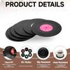6 Pcs Vinyl Record Coasters Set Non-Slip Coasters for Drinks Retro Record Player Coasters for Music Lovers Kitchen Decoration