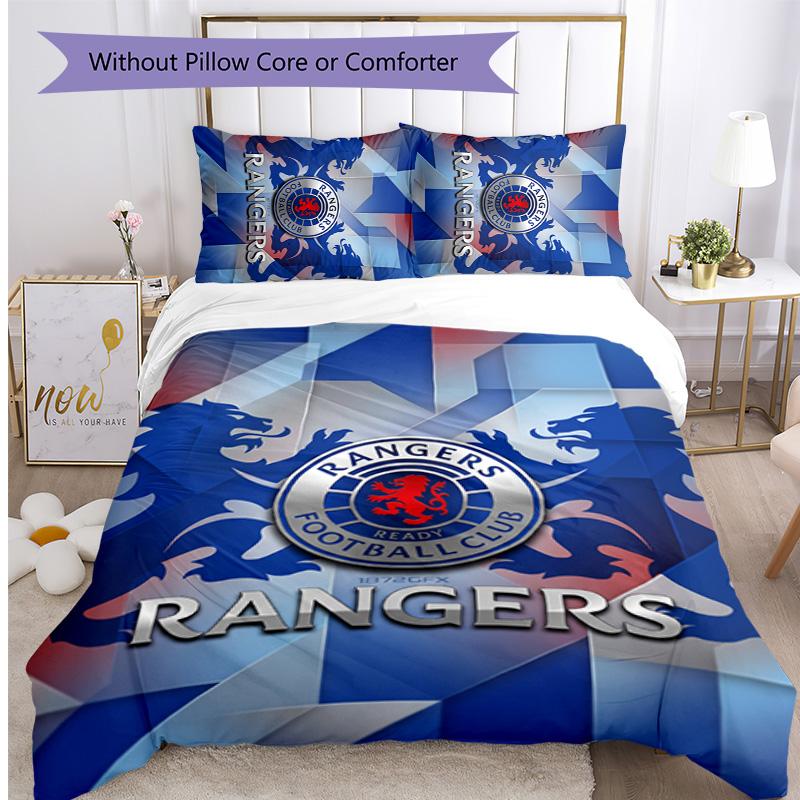 Set Biancheria da Letto Rangers FC Stampato 3 Pezzi Copripiumino Traspirante con Federe Biancheria da Letto Decorativa per Camera da Letto Casa