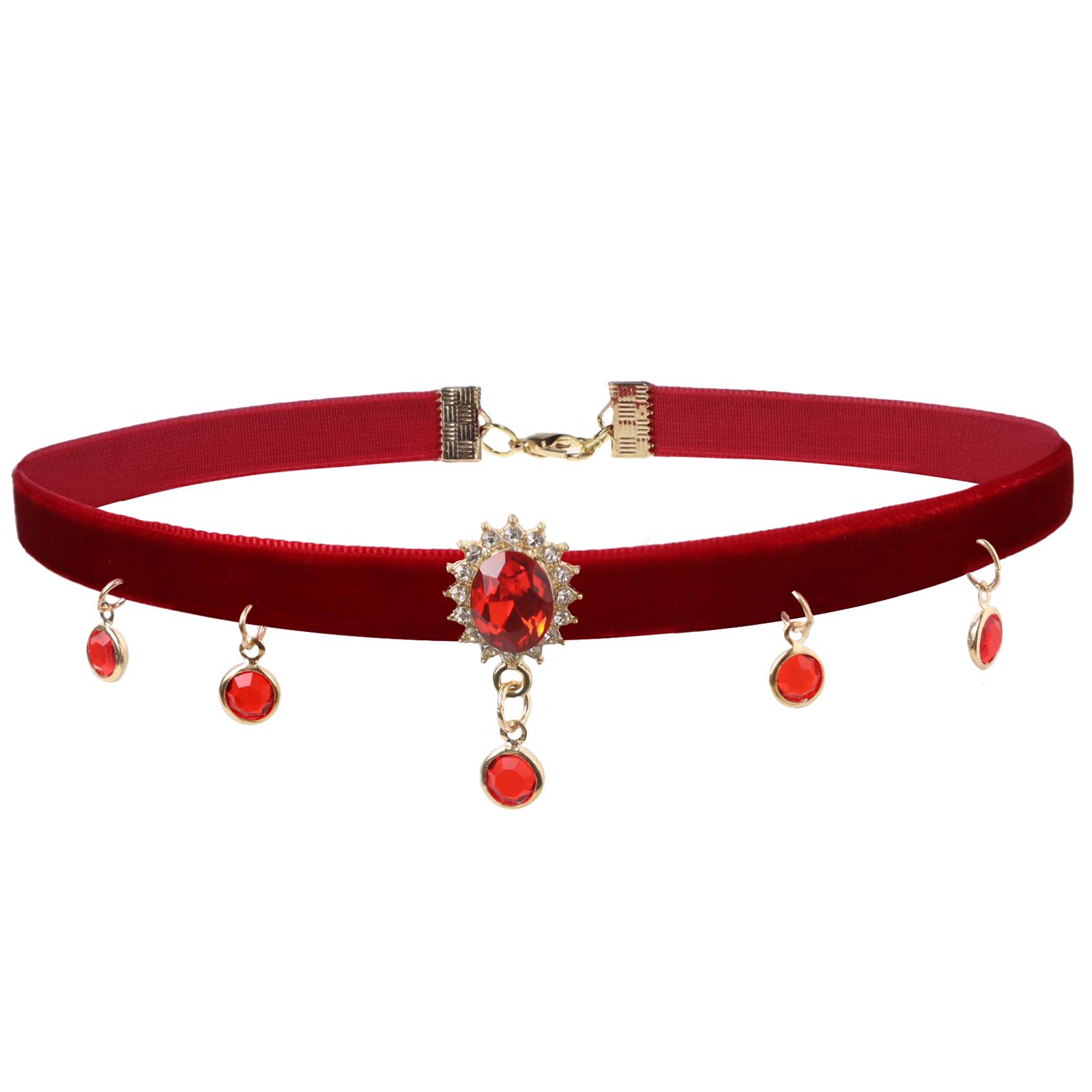 Элегантное женское бордовое хрустальное колье-чокер - Новогодний и Рождественский аксессуар вино красного