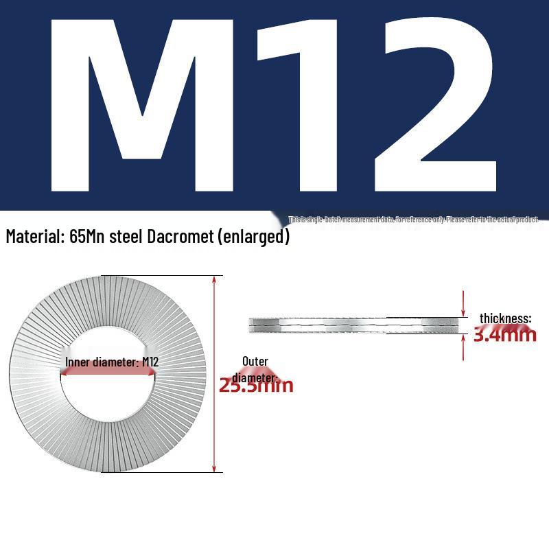 304 Stainless Steel Double Stack Self-Locking Washer with 65Mn Manganese, Anti-Loosening, Double-Sided Tooth Layer