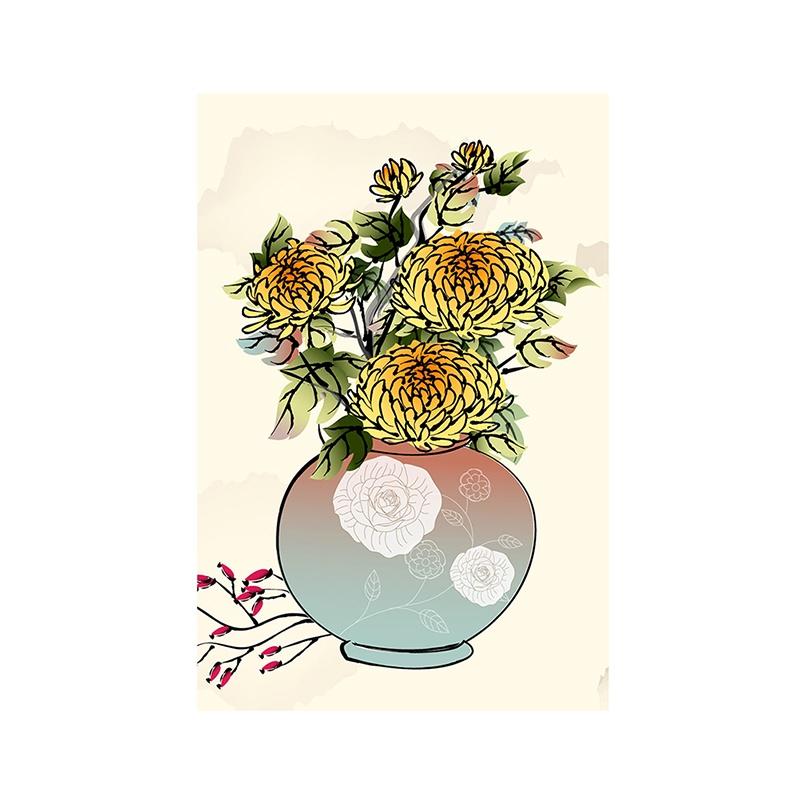 3-formaat canvas inkt schilderij bloemendecoratie poster zonder lijst voor thuis woonkamer muurkunst decor achtergrond