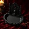 Small Item Storage Tray Church Carving Design Box, Matte Black Desktop Organizer for Rings Dark Aesthetic Desk Bracelets Goth Decor, Gothic