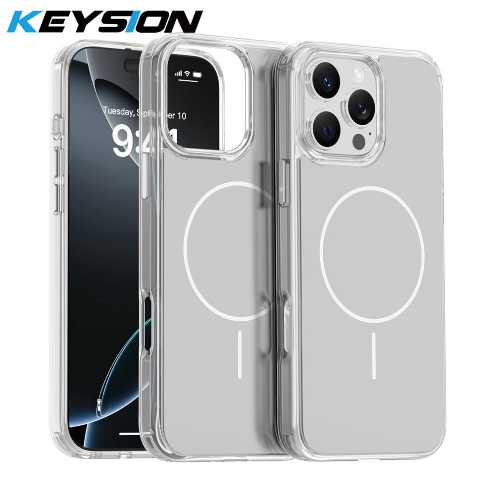 KEYSION Luxury Magnetic Case for MagSafe for iPhone 14 15 16 Pro Max Soft TPU+PC Wireless Charging Shockproof Phone Back Cover