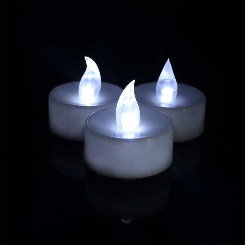 12 Count Clip Flameless LED Tealight Realistic Flame Decoration For Vases Tables Reusable Battery Candle