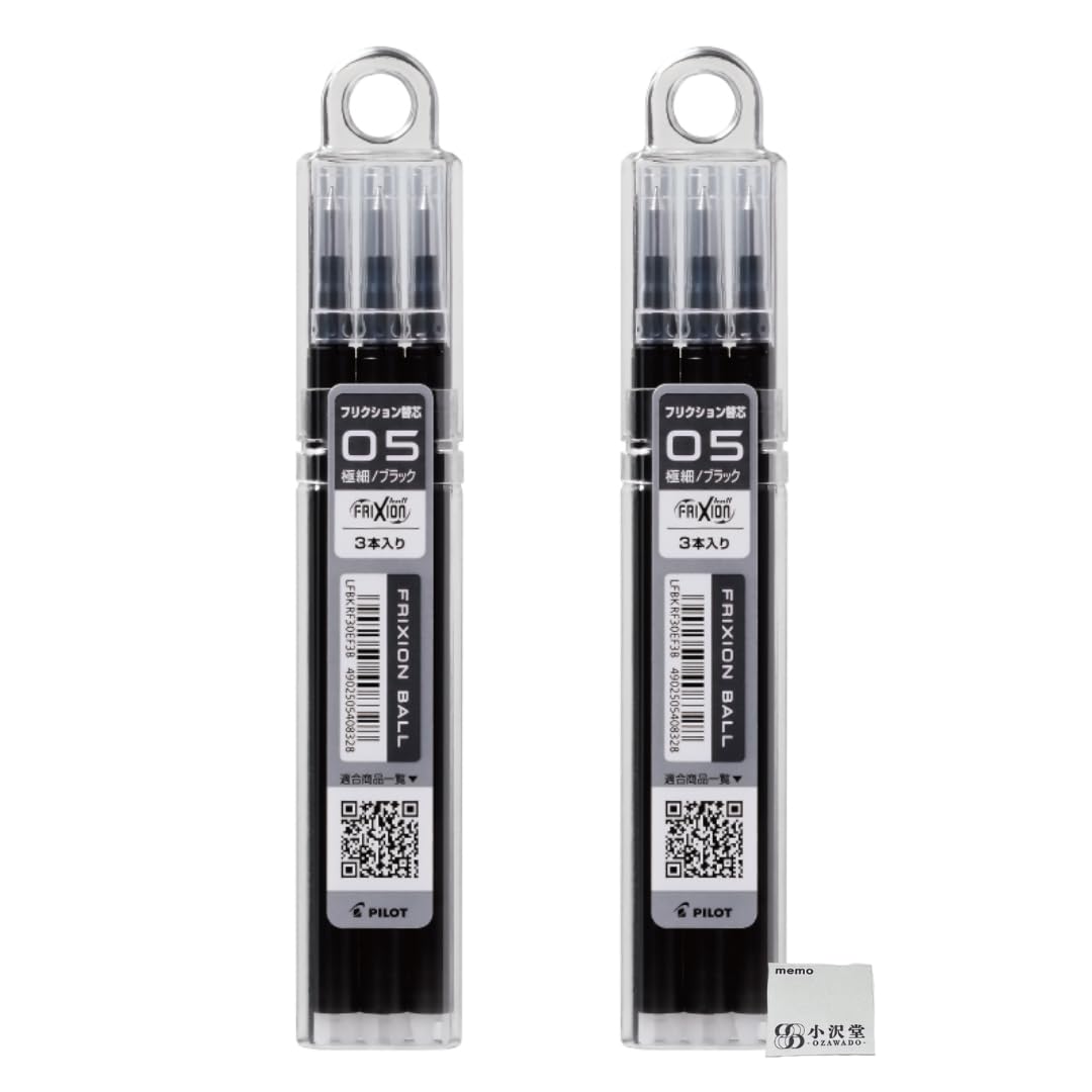

Pilot Frixion Pen Single Cartridge Refill, Color, 0.5mm, Black, 6-Pack, LFBKRF30EF-3B (OZAWA Set)
