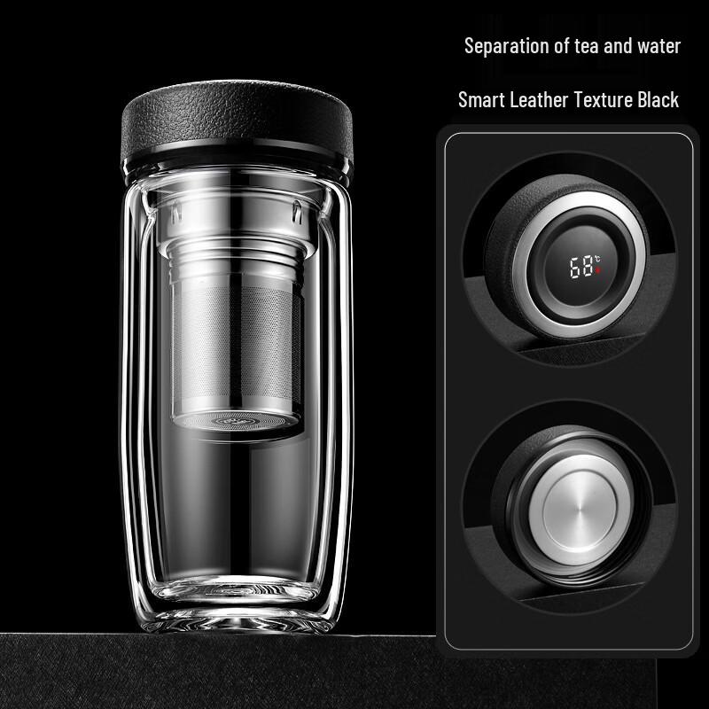 Qianxing Smart Double-Layer Glass Tea Tumbler with Temperature Display