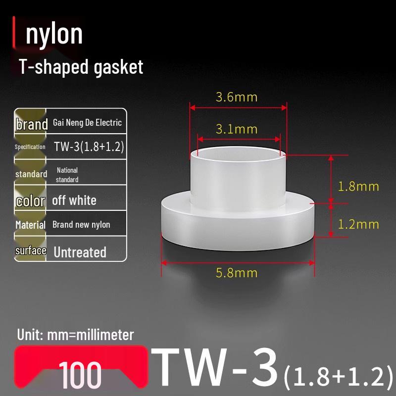 

T-Shaped Nylon Gasket & Sleeve Set, M2-M35, Round Concave-Convex Insulation Pads