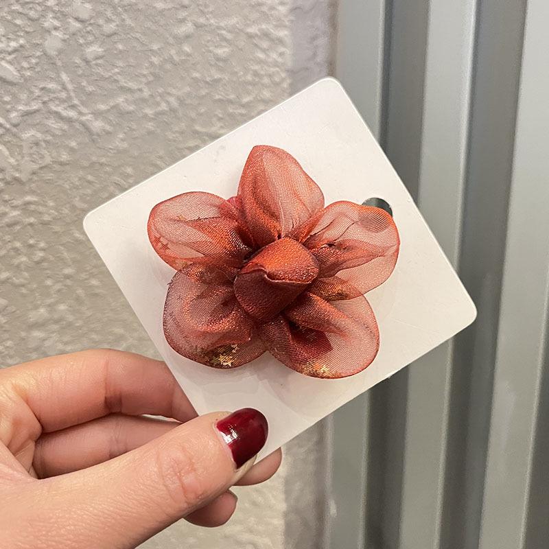 Korean Silk Gauze Flower Hair Tie Rubber Band for Girls